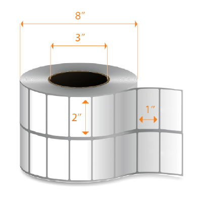 2" X 1" with perforation - 2 across | Thermal Transfer Labels